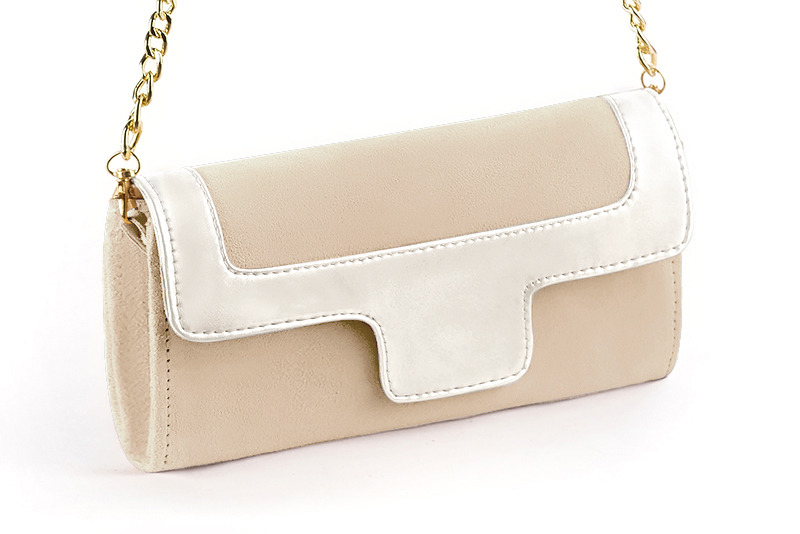 Champagne white and pure white luxurious elegant clutch for ceremonies, weddings and evenings out.